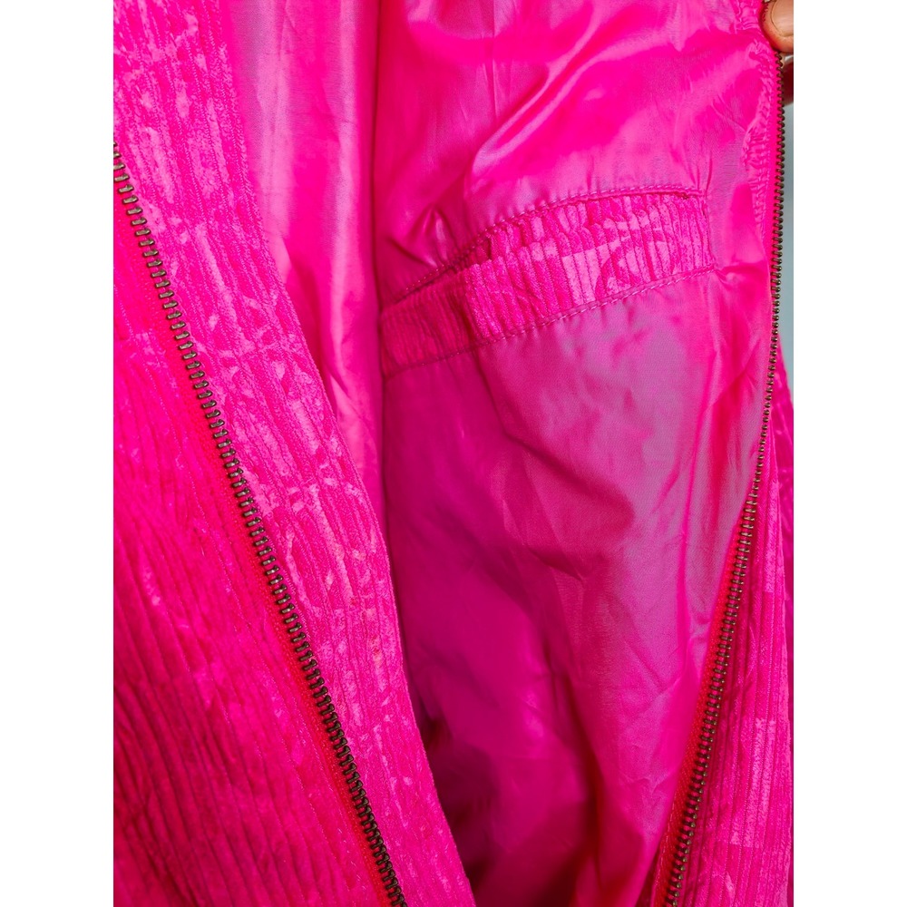 Urban Outfitters Pink Corduroy Peace Sign Quilted Crop Jacket‎ Neon L - Picture 10 of 10